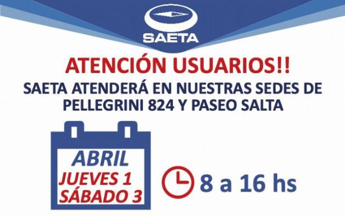 Servicios de SAETA para este fin de semana. Cambio de recorrido en calle Ituzaingó