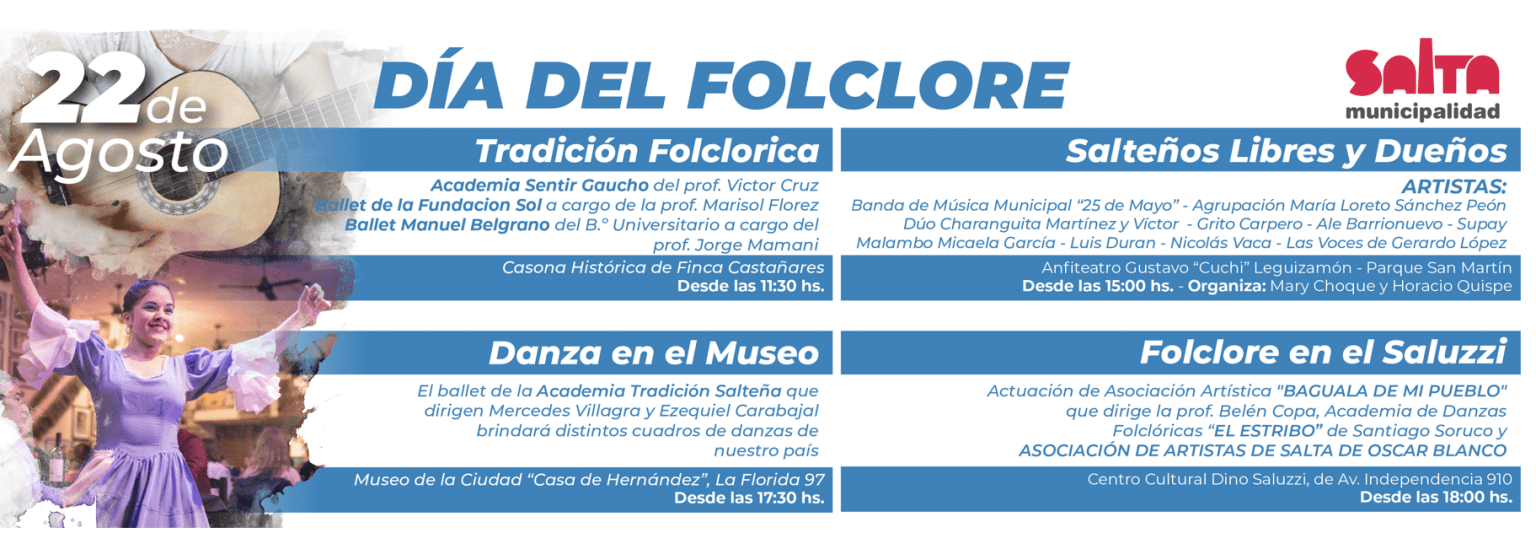 Con diversas actividades, el domingo 22 se celebra el Día Nacional e Internacional del Folclore