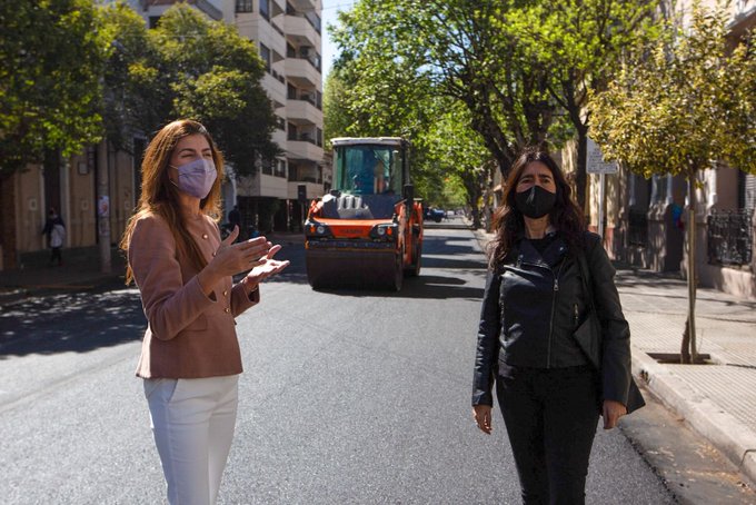 Bettina Romero supervisó obras de repavimentación en el microcentro