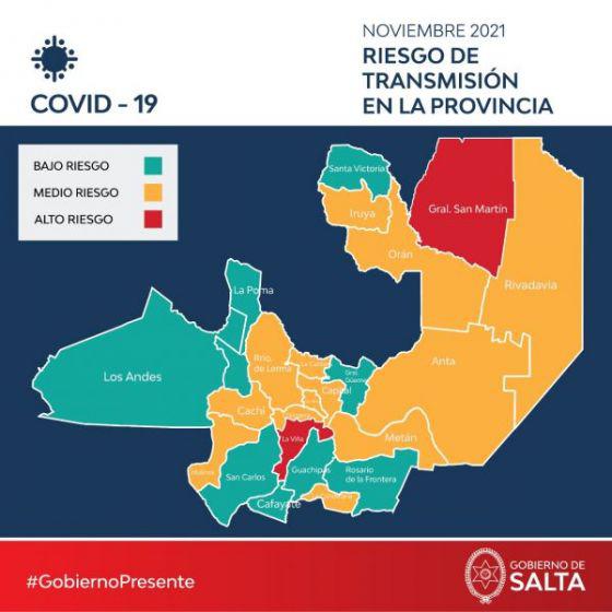 Salta: cambió el mapa epidemiológico, hay 2 departamentos con alto riesgo y 13 con medio