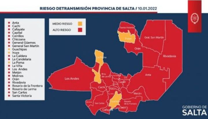 Covid-19: Hay 20 departamentos con alto riesgo sanitario en Salta
