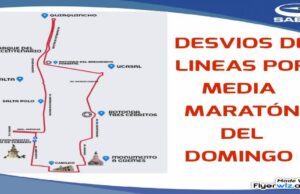 SAETA informa desvíos de líneas por la Media Maratón de este domingo