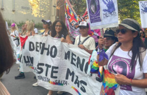 Manifestantes recorrieron el centro salteño en repudio a dichos en Davos de Milei