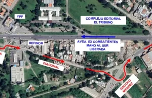 Habrá un desvío en Av. Ex Combatientes a la altura de Refinor por el Plan Vial Zona Sur
