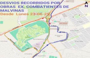 Desvíos de colectivos en Av. Ex Combatientes de Malvinas