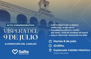 Este martes se celebra la Víspera del 9 de Julio en el Cabildo de la ciudad