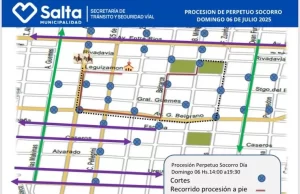 Tránsito diagramó un operativo por la procesión del Perpetuo Socorro. FOTOS/CROQUIS