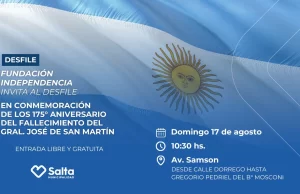 Desfile en conmemoración del fallecimiento del Gral. San Martín en barrio Mosconi