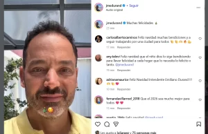 Con un sencillo mensaje, el intendente Durand saludó por las fiestas. VIDEO