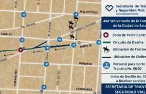 Ciudad: operativo de tránsito por los actos en el aniversario de la fundación de Salta. CROQUIS/FOTO