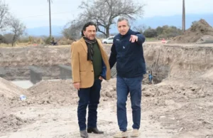 Comenzó la construcción del canal pluvial de la Autopista del Valle de Lerma: Sáenz supervisó las obras. VIDEO/FOTOS