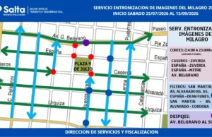 Este sábado, operativo de tránsito por la entronización de las imágenes del Señor y la Virgen del Milagro